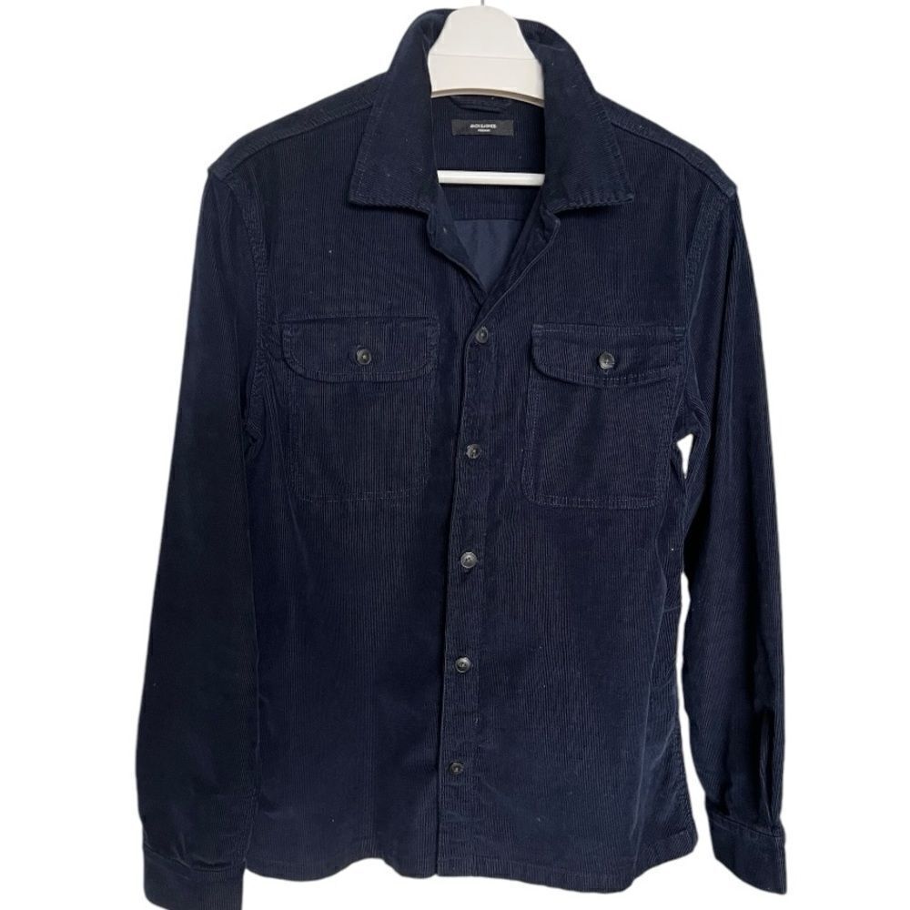 JACK & JONES Navy Blue Corduroy Buttoned Men Shirt Jacket Size M